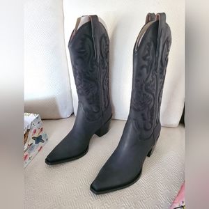 Jeffrey Campbell Dagget Western Boot Washed Black Size 8.5 Womens